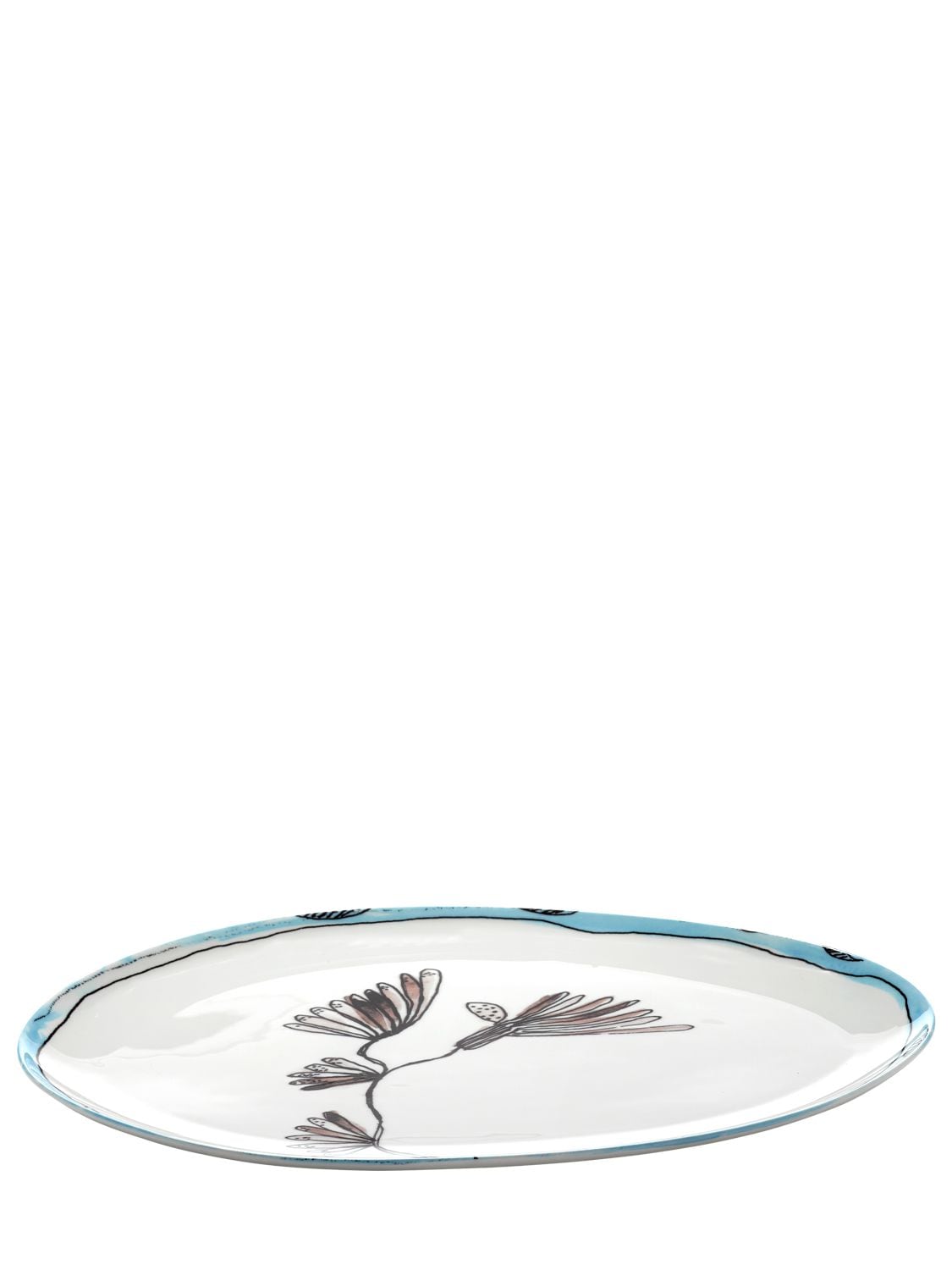 Shop Marni By Serax Camellia Aubergine Oval Plate In White