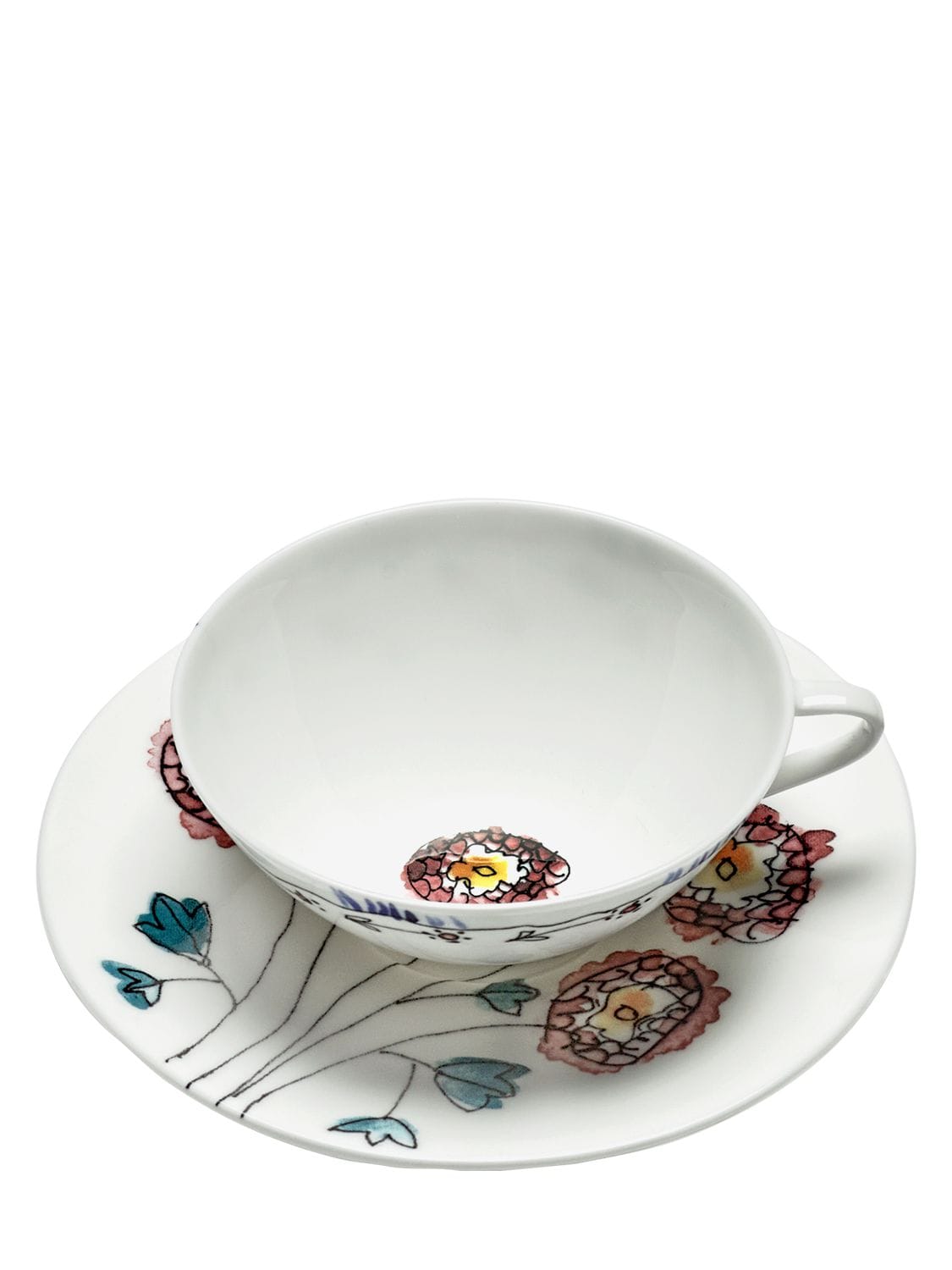 Shop Marni By Serax Set Of 2 Anemone Milk Cups & Saucers In Multicolor