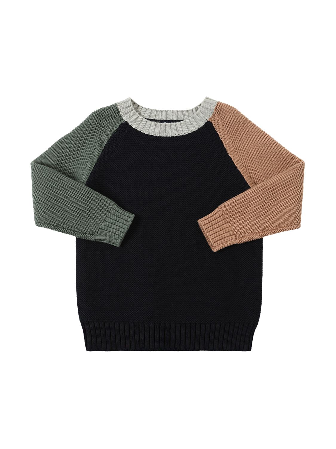 Il Gufo Color Block Organic Cotton Knit Sweater In Multicolor