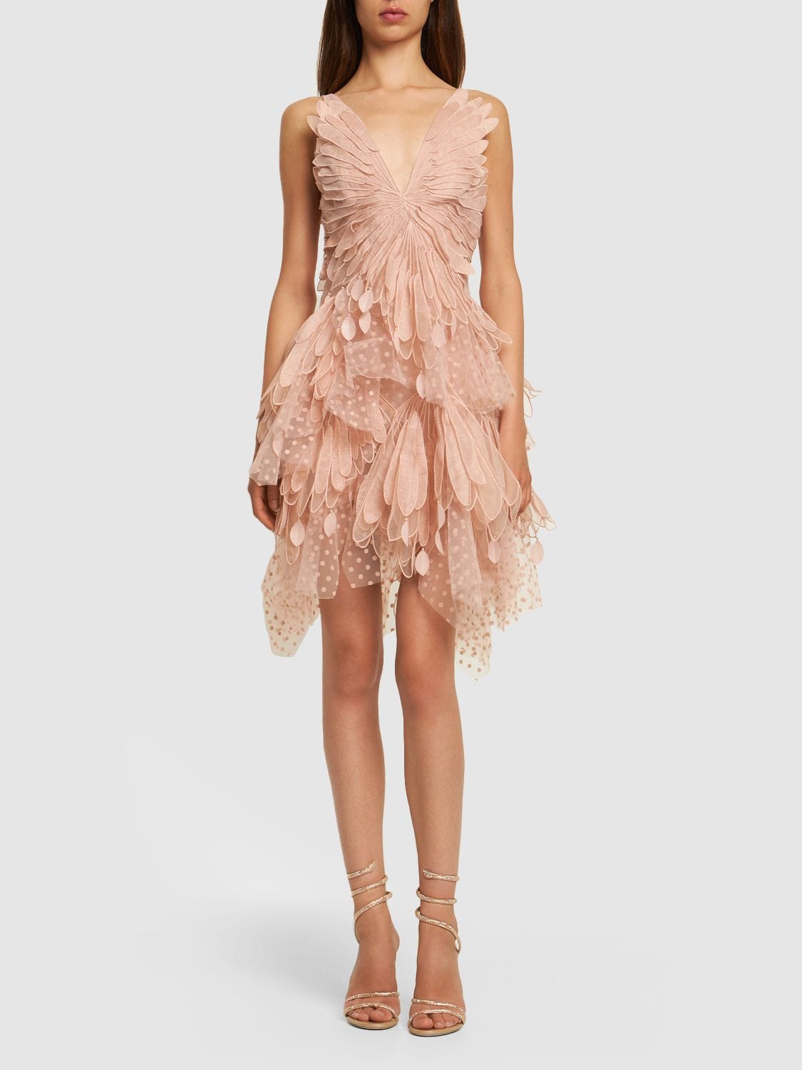 Shop Zimmermann Lvr Exclusive Flocked Tulle Mini Dress In Beige
