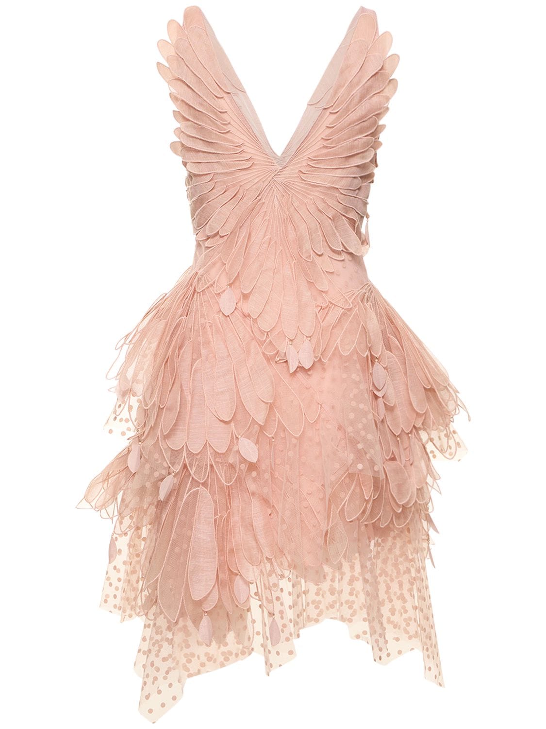 Shop Zimmermann Lvr Exclusive Flocked Tulle Mini Dress In Beige