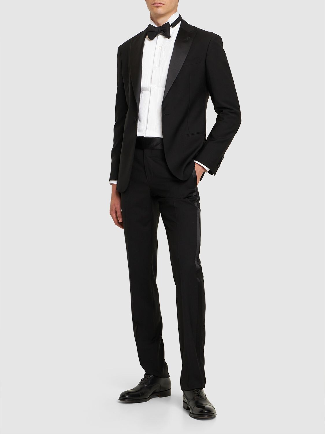 Shop Giorgio Armani Soho Single Breasted Wool Tuxedo In Black