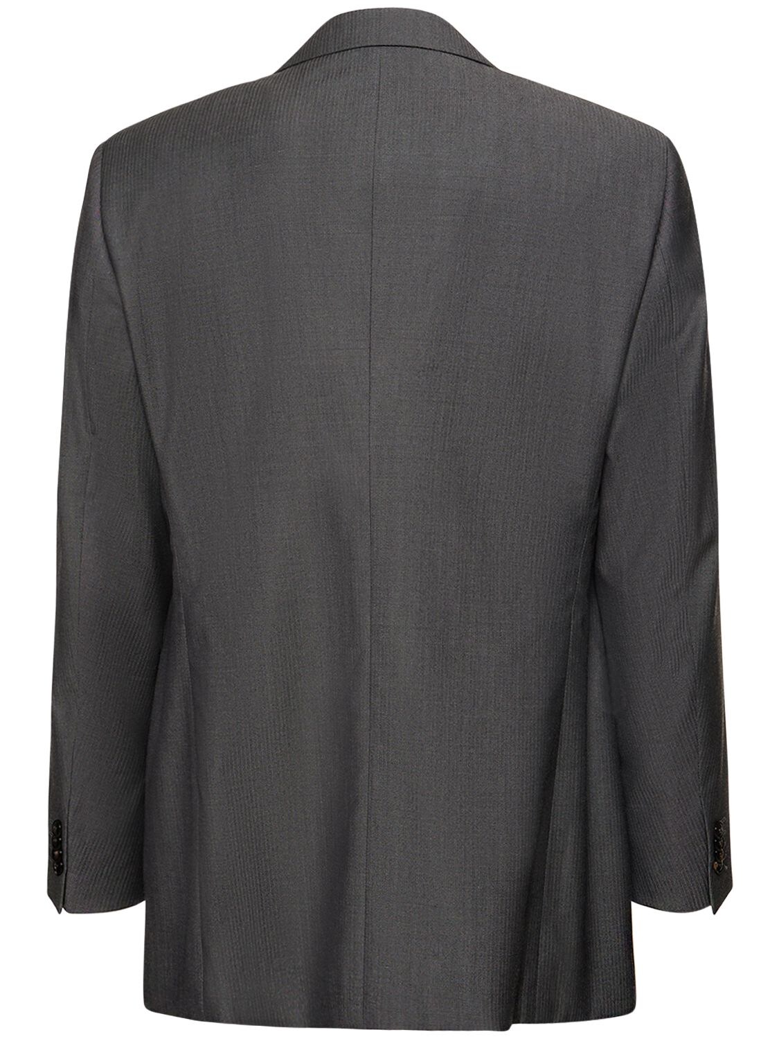 Shop Giorgio Armani Lvr Exclusive Wool Single Breast Jacket In Grey