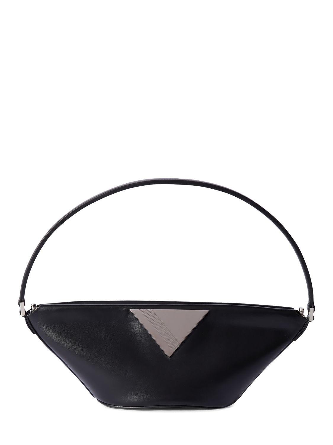 Attico Piccola Leather Shoulder Bag In Black