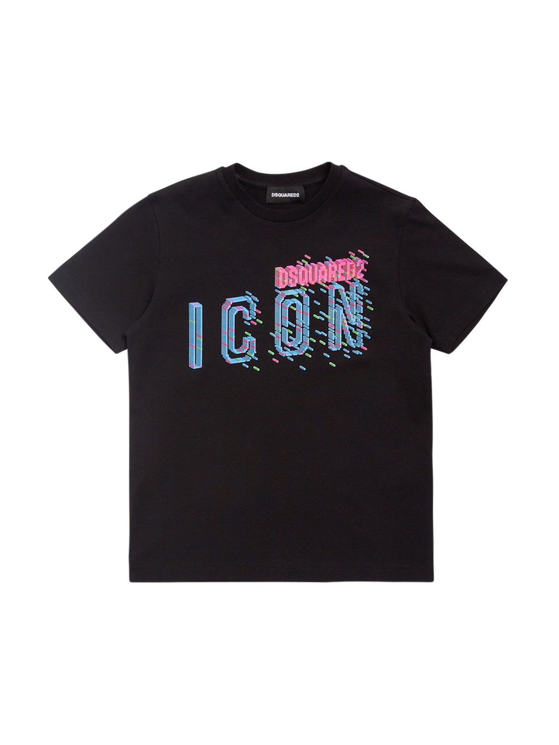 Dsquared2 Kids' Icon Print Cotton Jersey T-shirt W/logo In Black