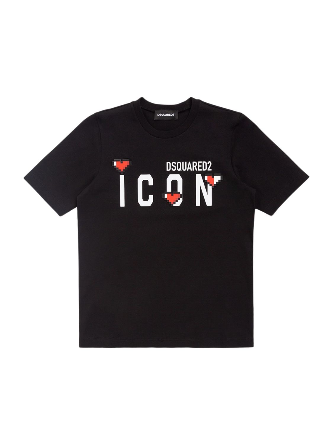 Dsquared2 Kids' Heart Icon Print Cotton Jersey T-shirt In Black