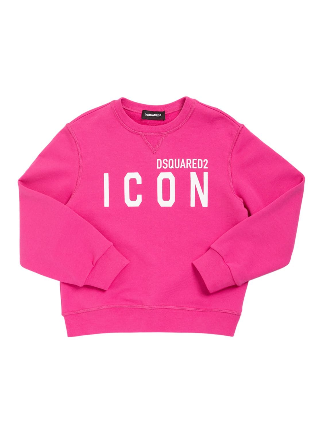 Dsquared2 Kids' Icon Print Cotton Sweatshirt In Fuchsia