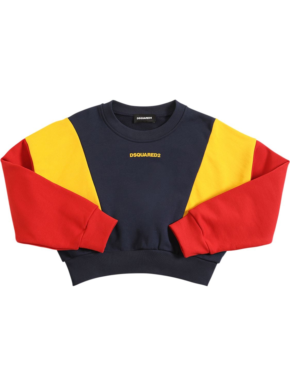 Image of Color Block Cropped Cotton Sweatshirt