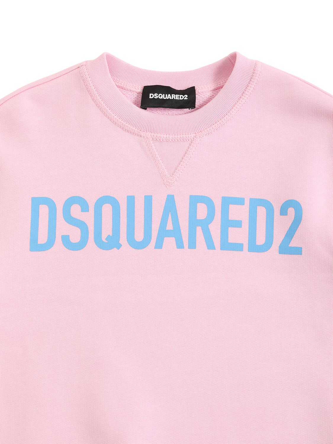 Shop Dsquared2 Logo Printed Cotton Sweatshirt In Pink
