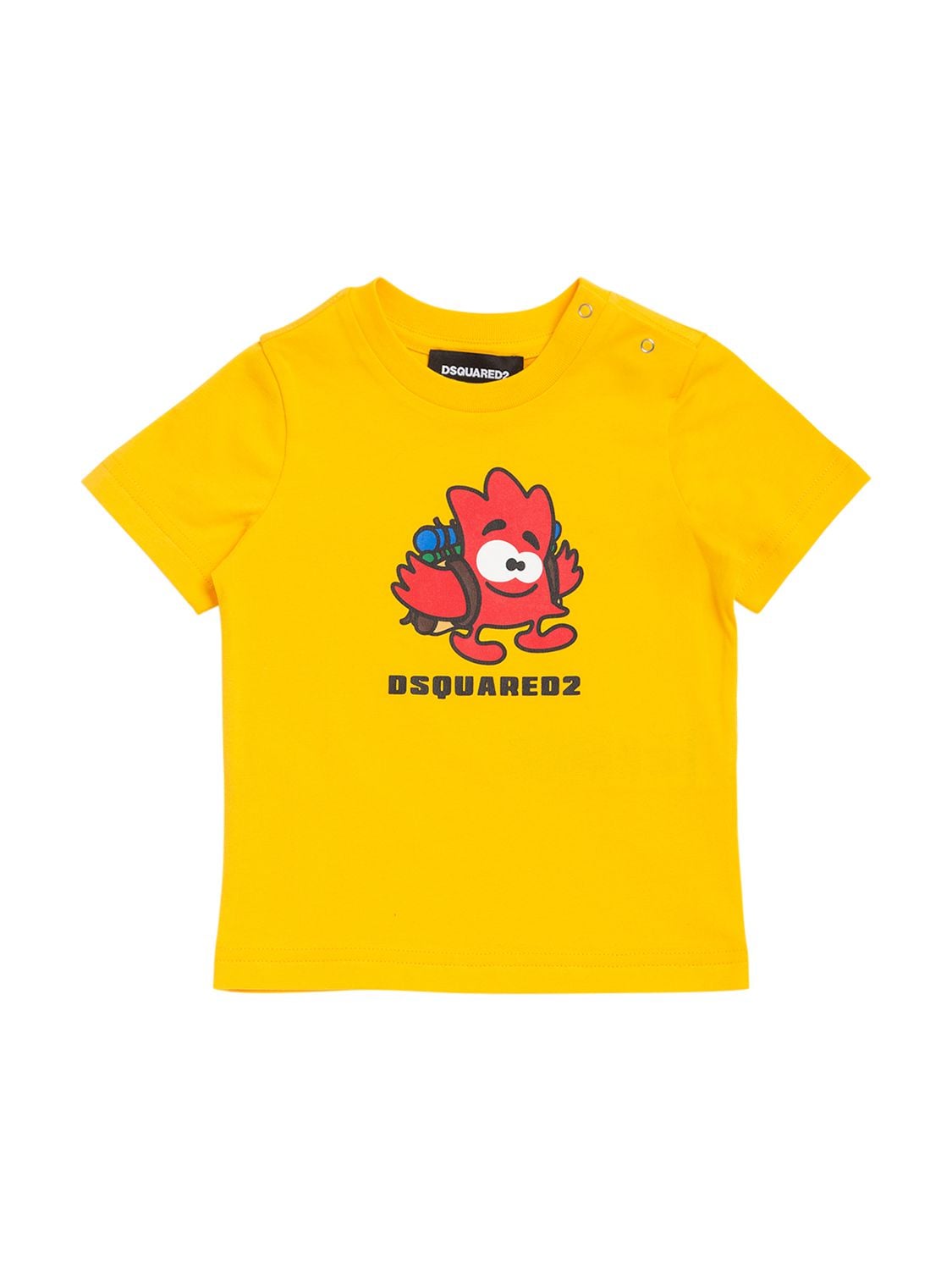 Dsquared2 Kids' Logo Print Cotton Jersey T-shirt In Yellow