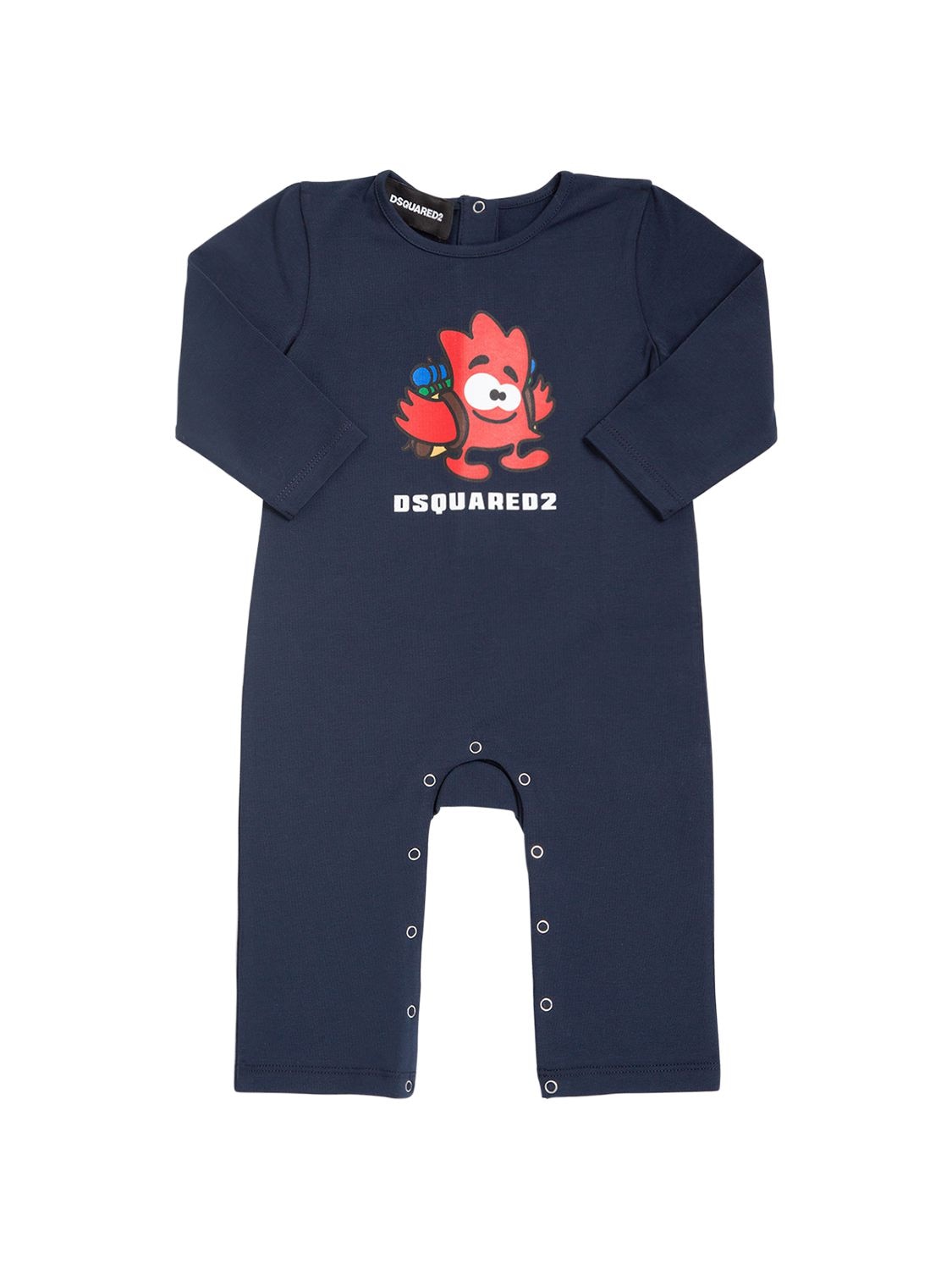 Dsquared2 Babies' Printed Cotton Jersey Romper W/logo In Navy