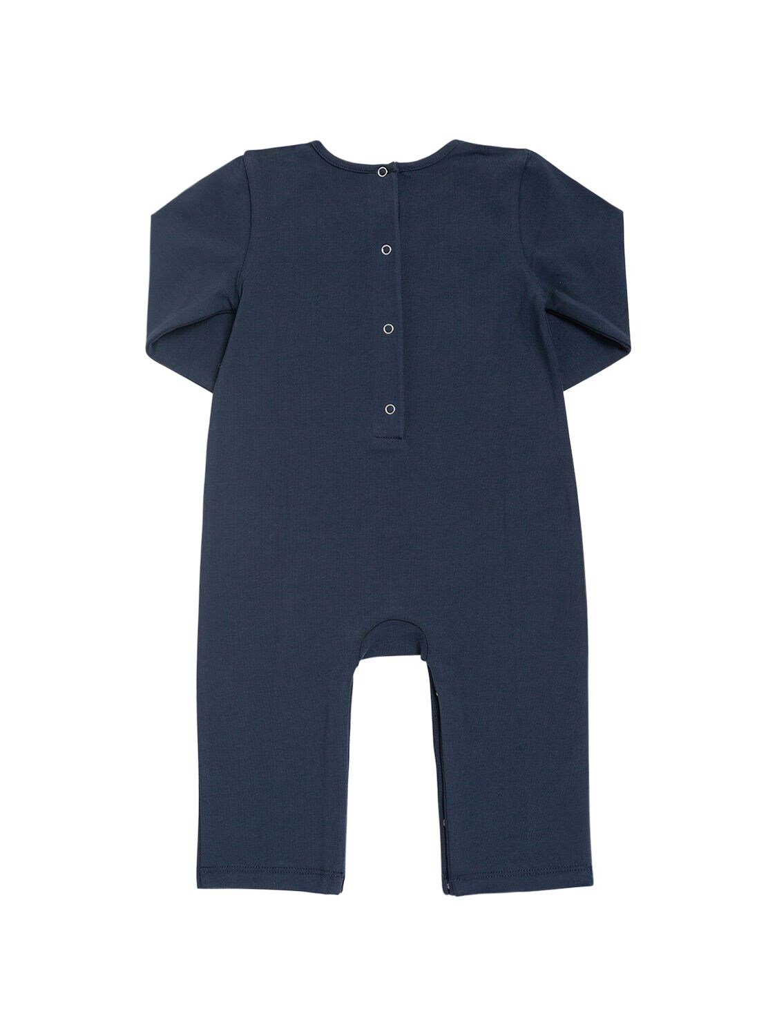 Shop Dsquared2 Printed Cotton Jersey Romper W/logo In Navy