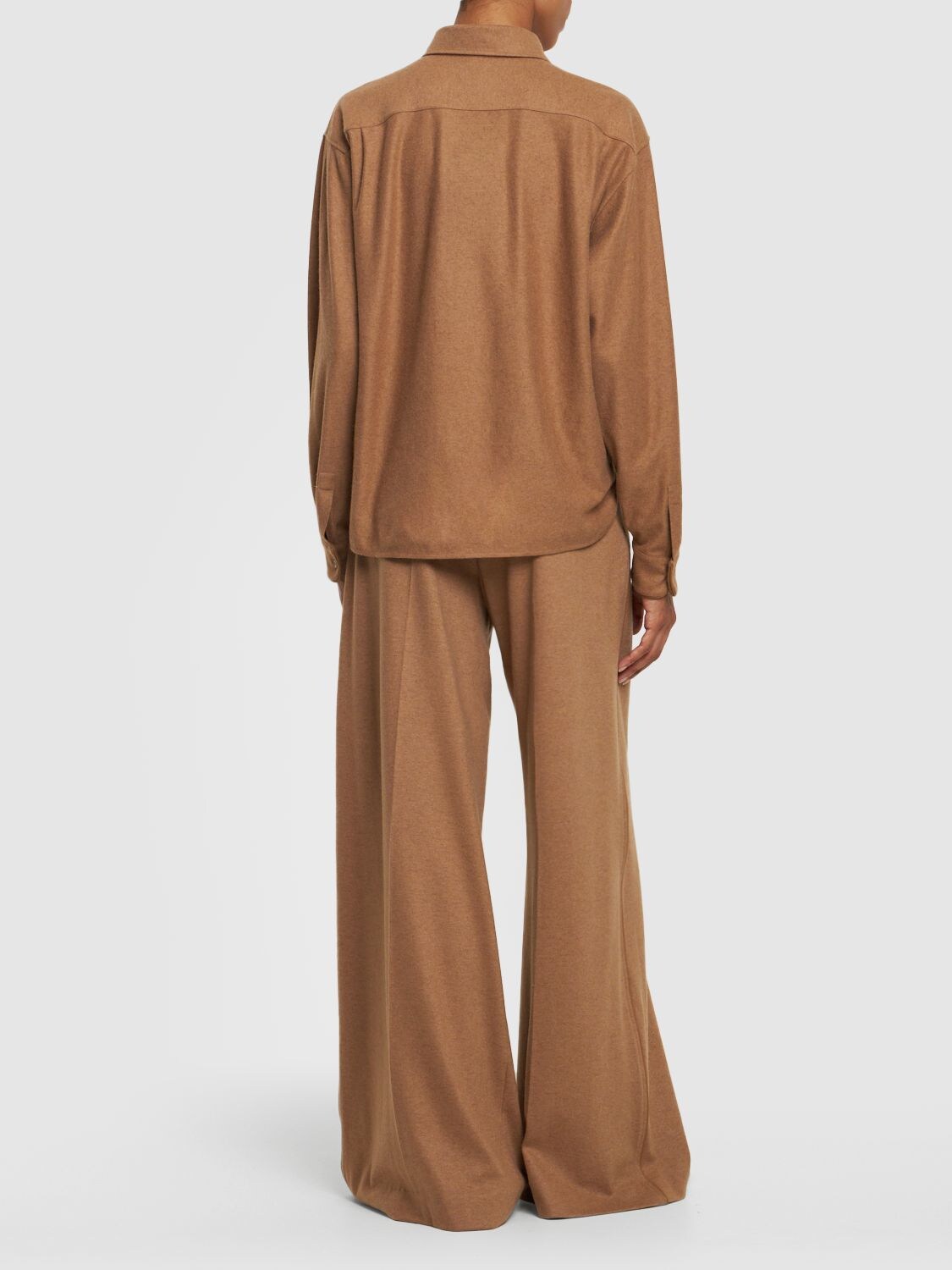 Shop Max Mara Lvr Exclusive Camel Flannel Shirt