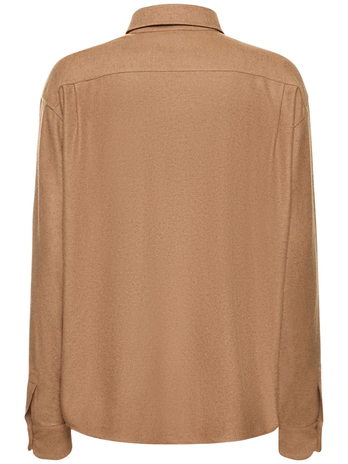 Shop Max Mara Lvr Exclusive Camel Flannel Shirt