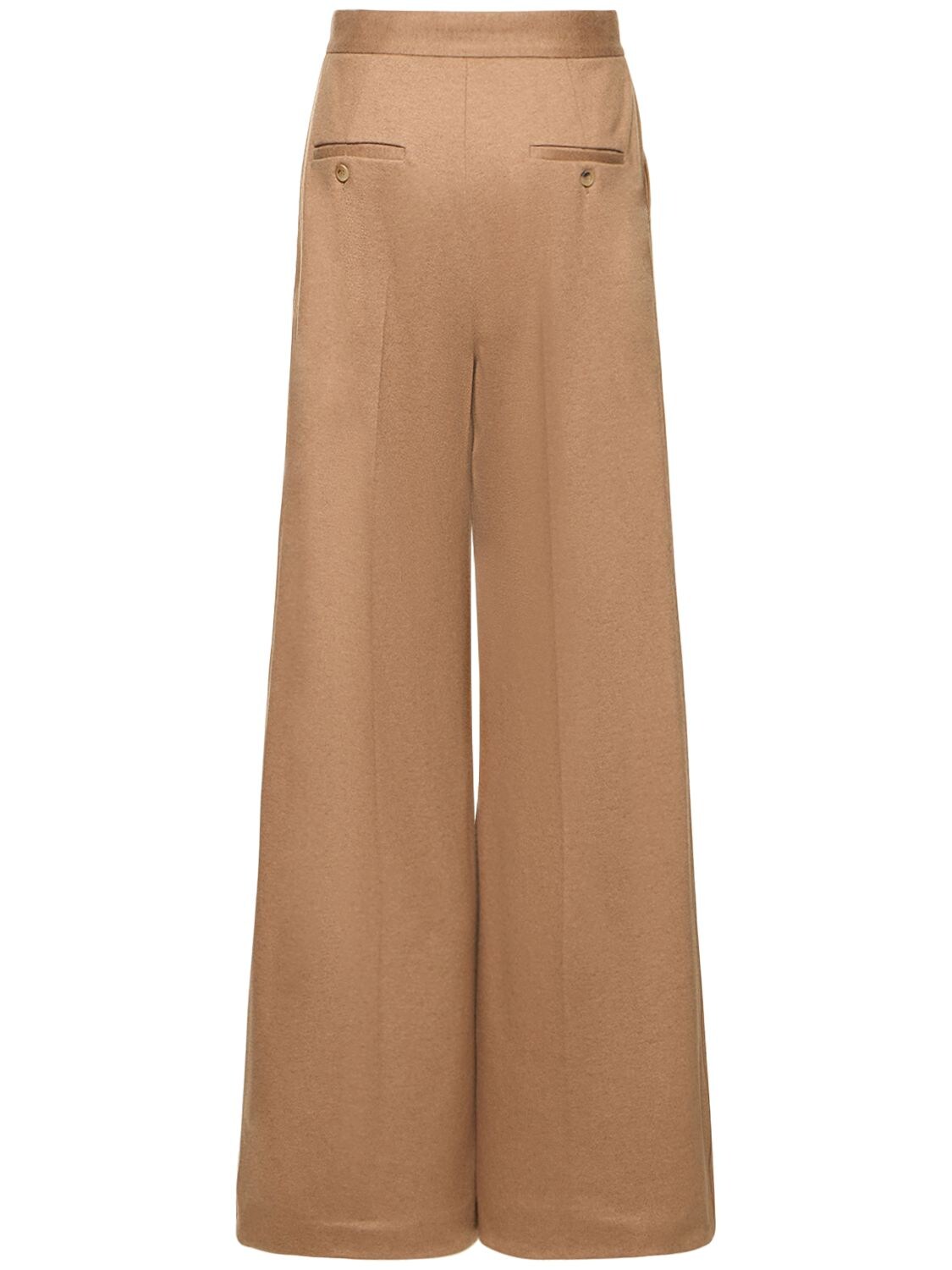 Shop Max Mara Lvr Exclusive Camel Flannel Wide Pants