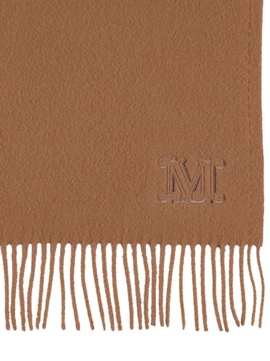 Shop Max Mara Lvr Exclusive Embroidered Wool Scarf In Camel