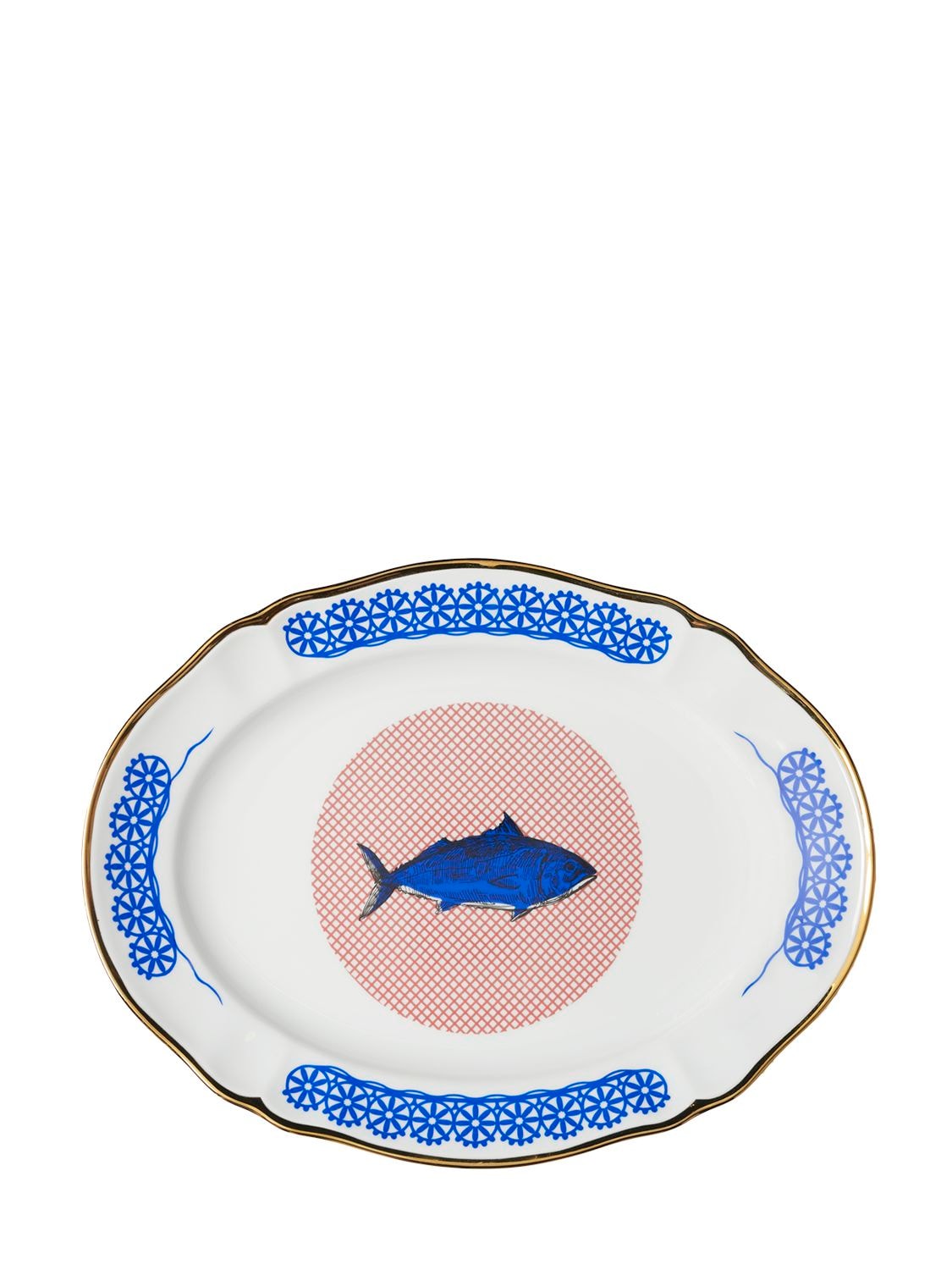 Bitossi Home Bel Paese Oval Platter In White,blue