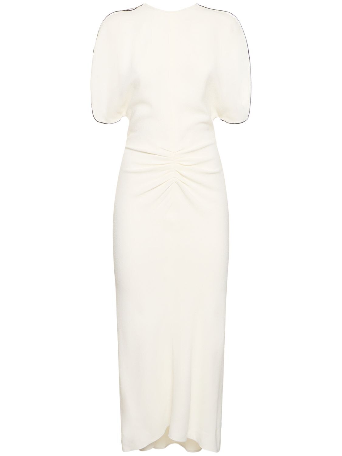 Victoria Beckham Lvr Exclusive Sablé Gathered Midi Dress In Ivory