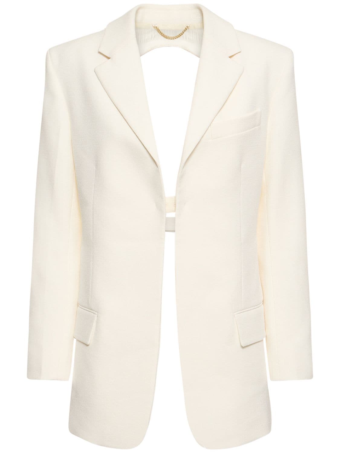 Victoria Beckham Lvr Exclusive Open Back Crepe Jacket In Ivory