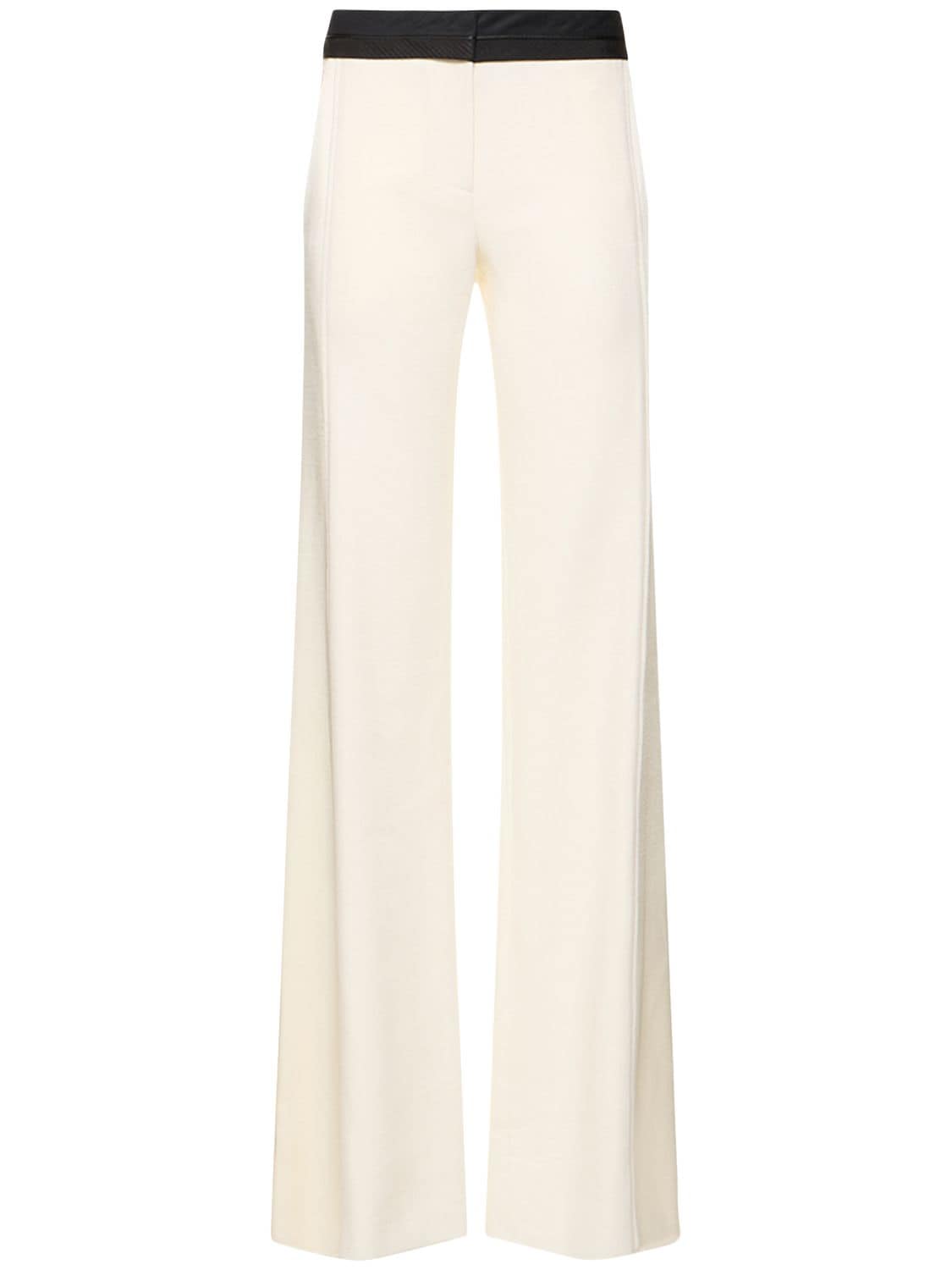 Victoria Beckham Lvr Exclusive Viscose Crepe Panel Pants In Ivory