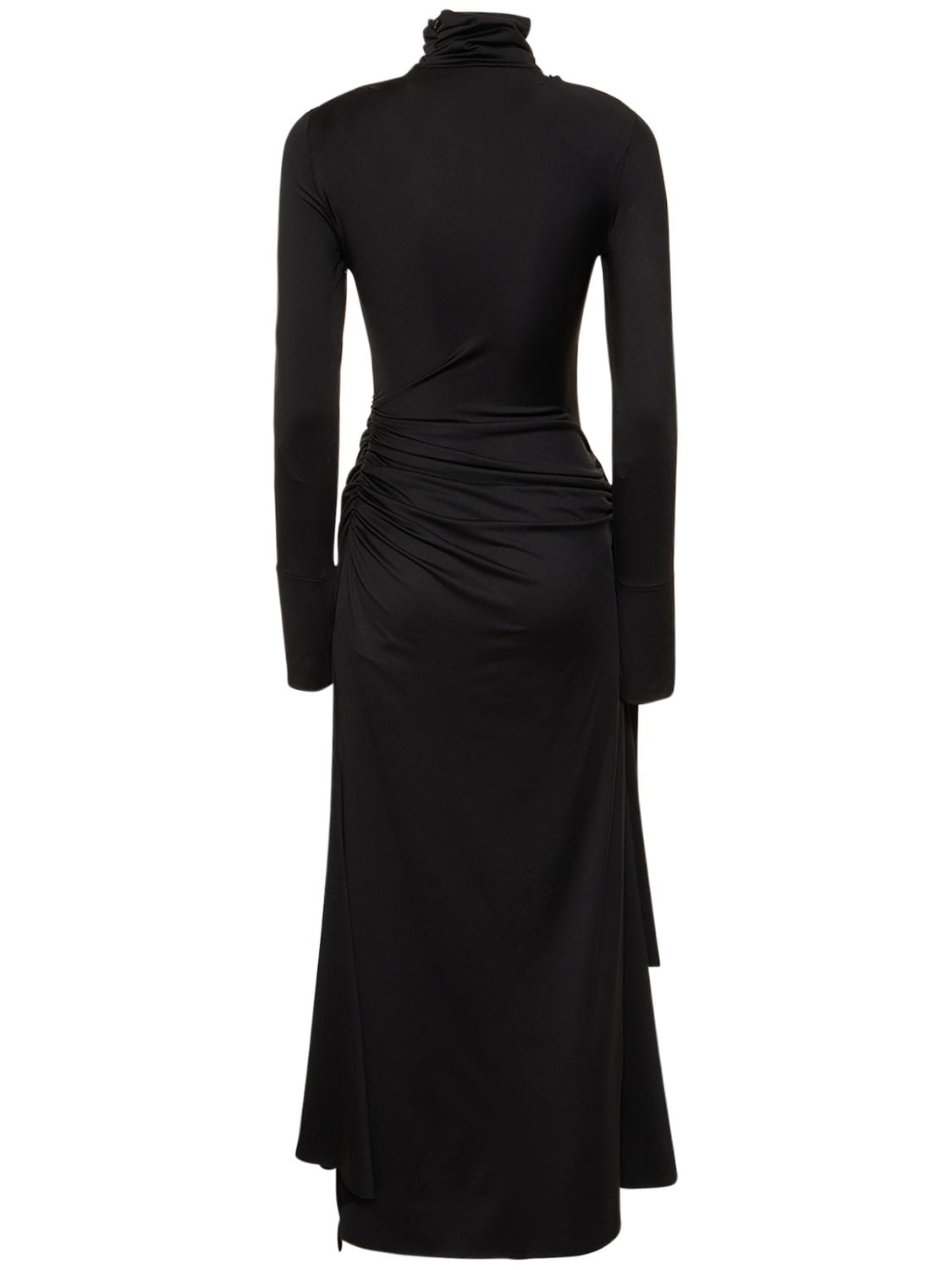 Shop Victoria Beckham Lvr Exclusive Shiny Jersey Midi Dress In Black