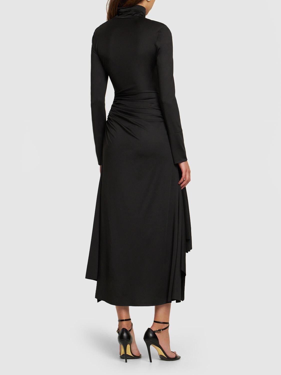 Shop Victoria Beckham Lvr Exclusive Shiny Jersey Midi Dress In Black