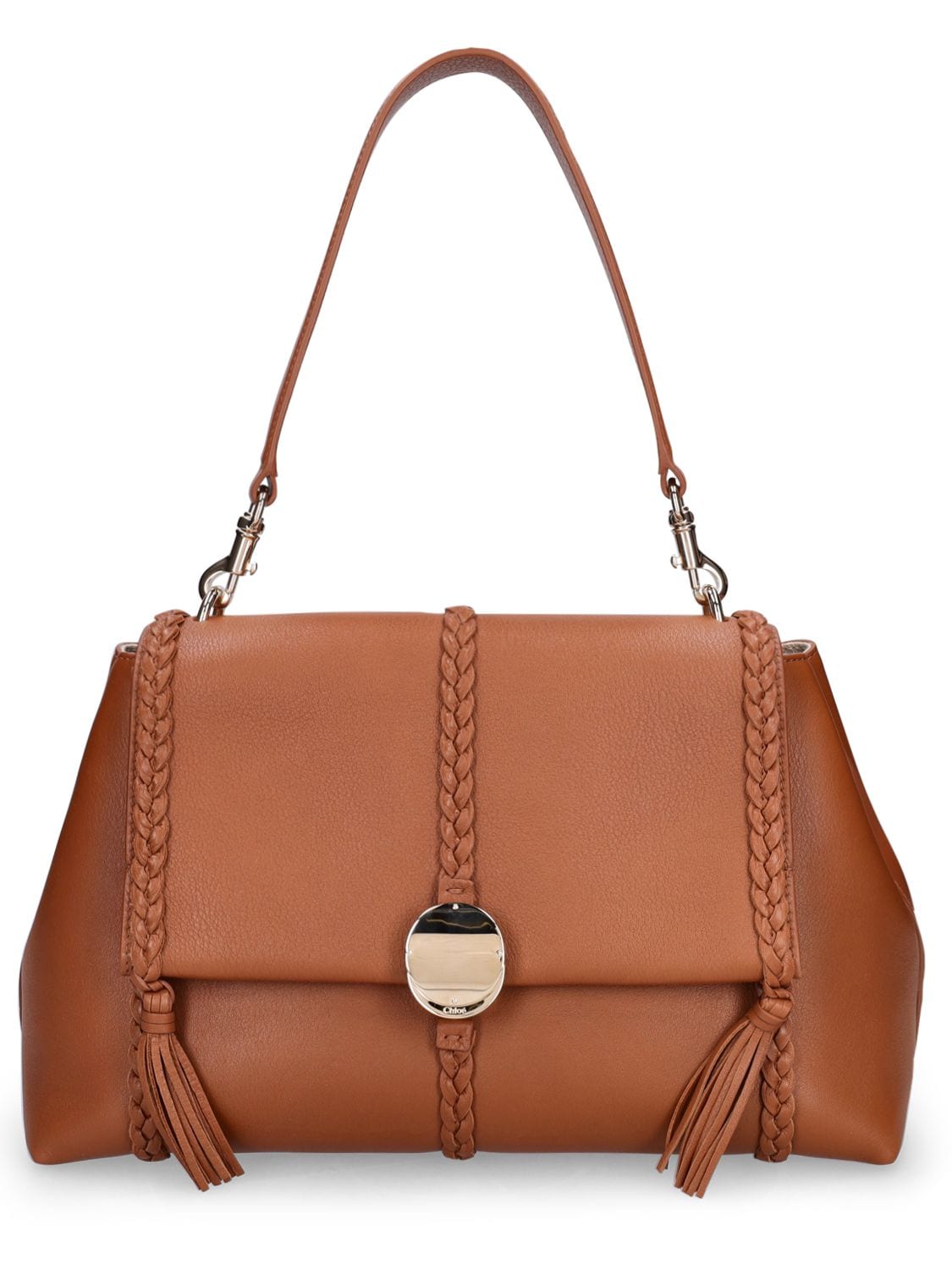 Chloé Medium Penelope Leather Shoulder Bag In Caramel