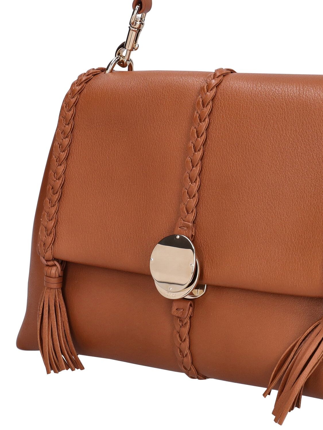 Shop Chloé Medium Penelope Leather Shoulder Bag In Caramel