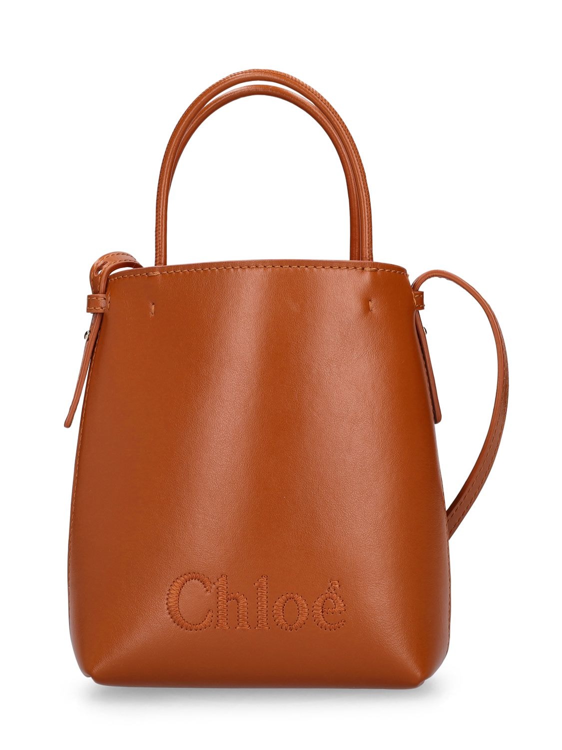 Chloé Sense Leather Top Handle Bag In Brown