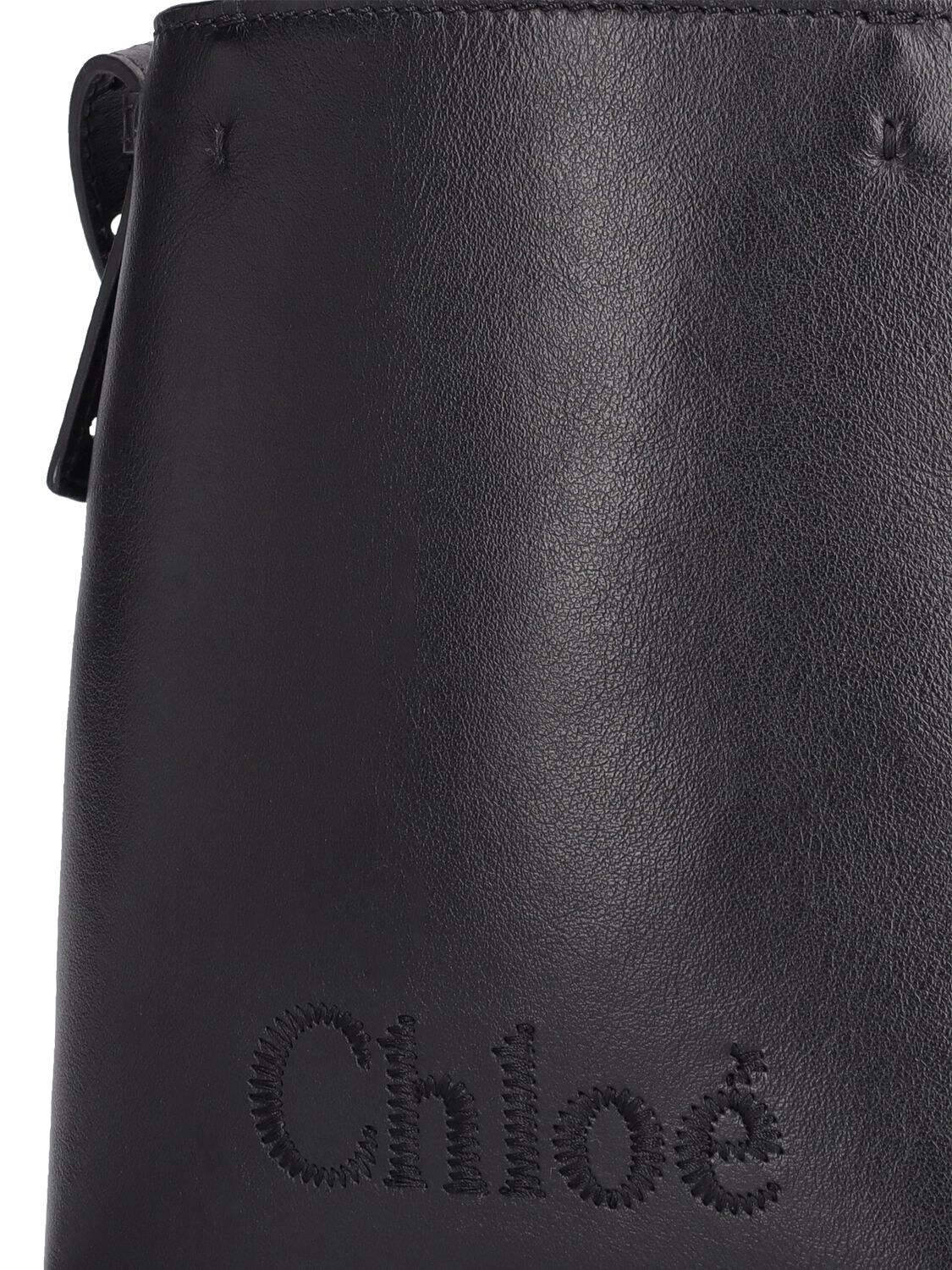 Shop Chloé Sense Leather Top Handle Bag In Black