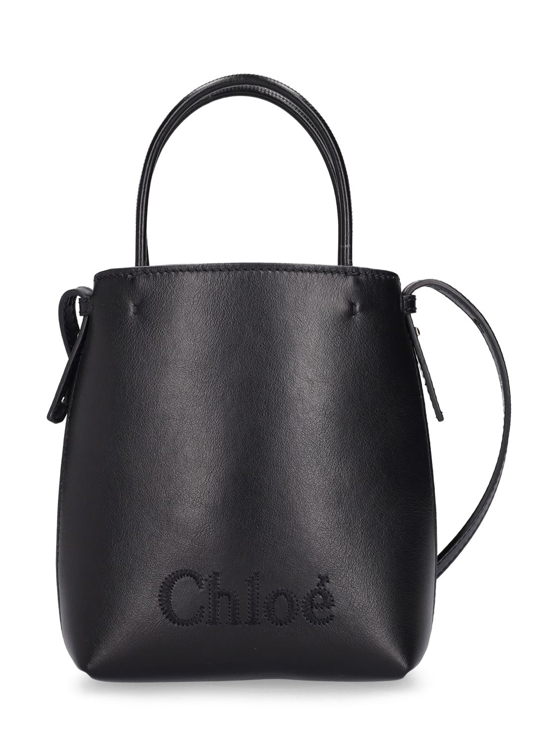 Chloé Sense Leather Top Handle Bag In Black