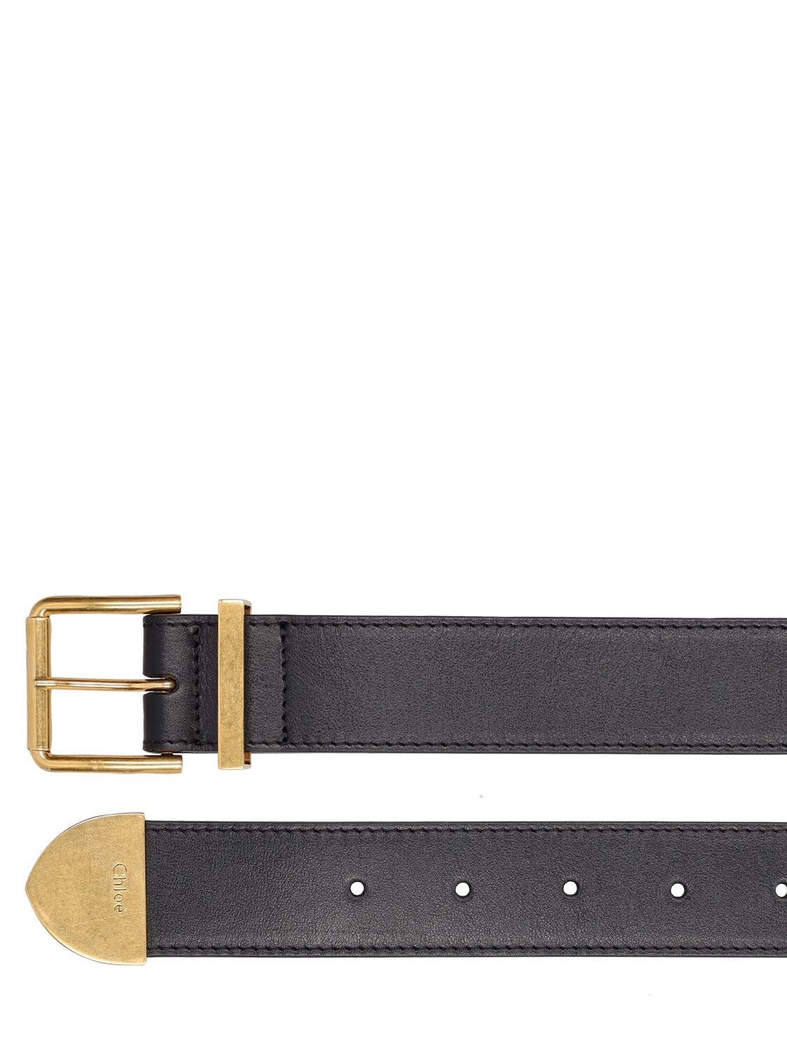 Shop Chloé Rebecca Leather Belt In Black