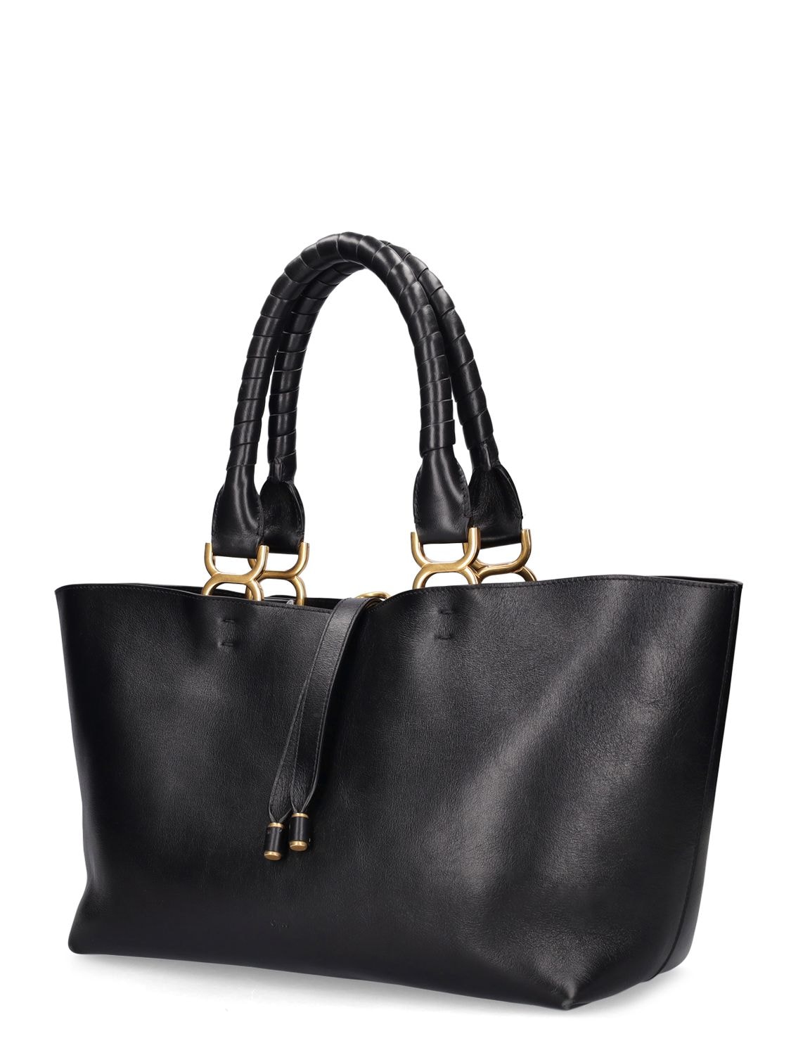 Shop Chloé Small Marcie Tote Leather Bag In Black