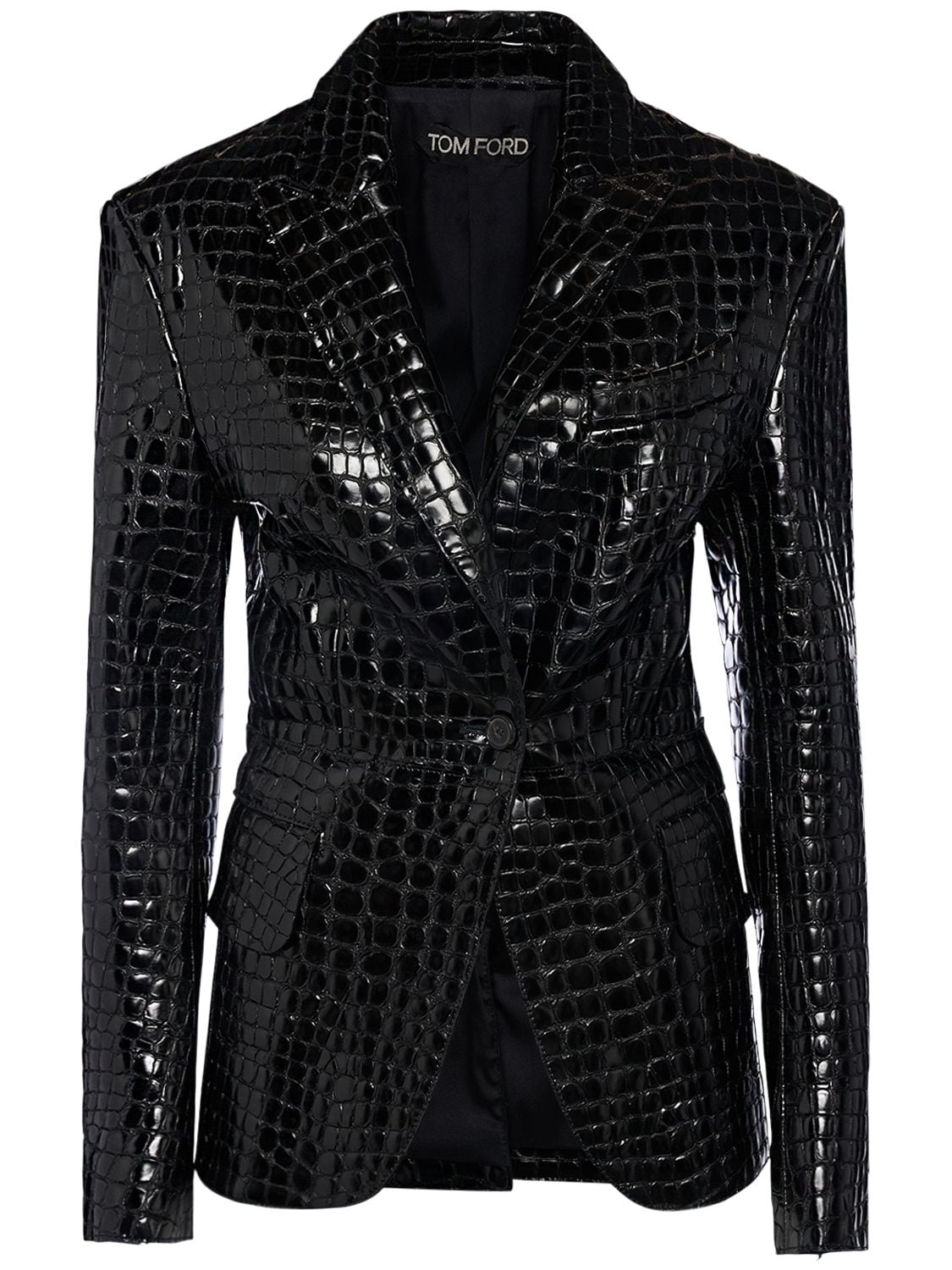 Tom Ford Lvr Exclusive Croc Emboss Leather Blazer In Black