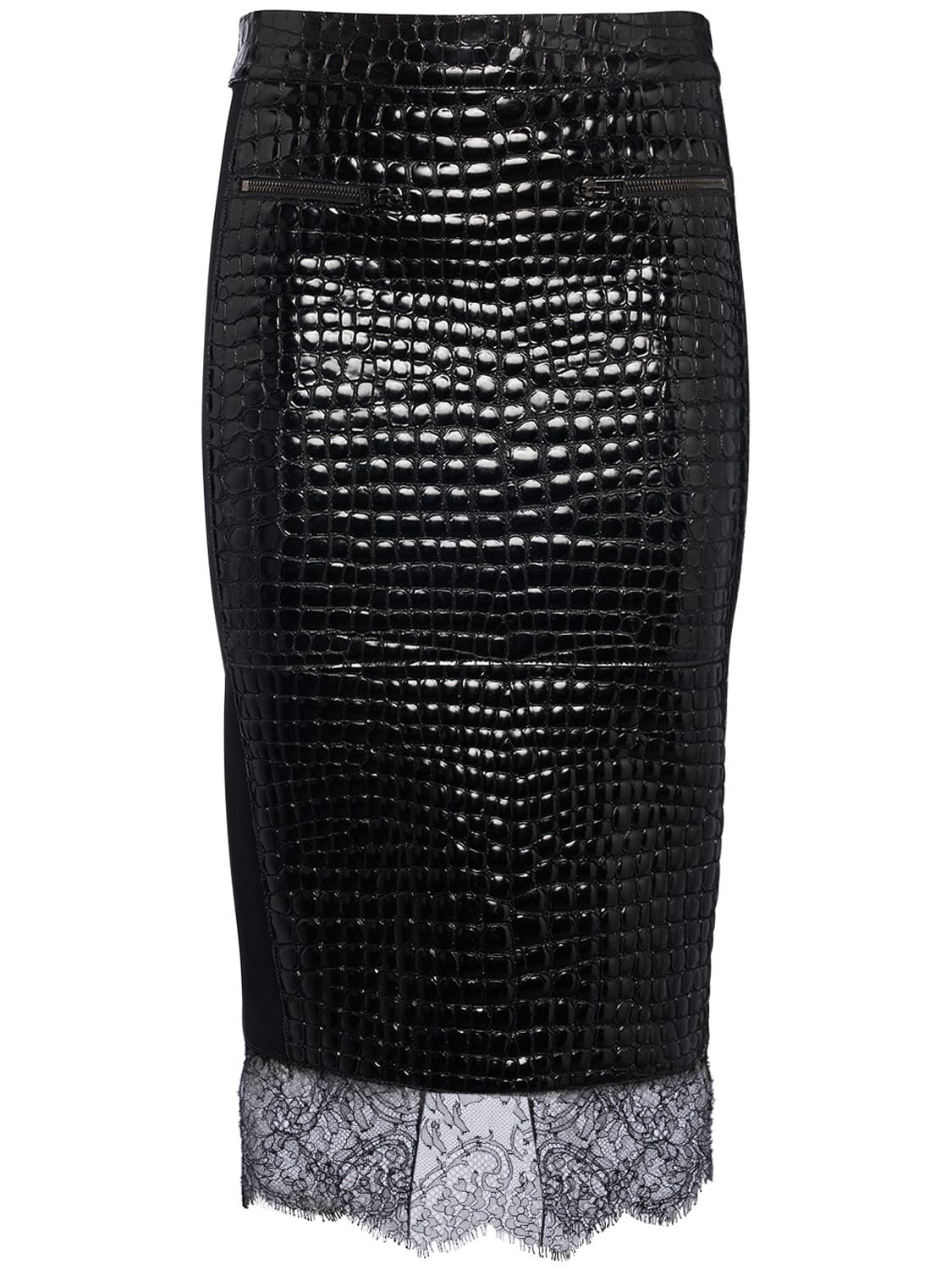 Image of Lvr Exclusive Emboss Leather Midi Skirt