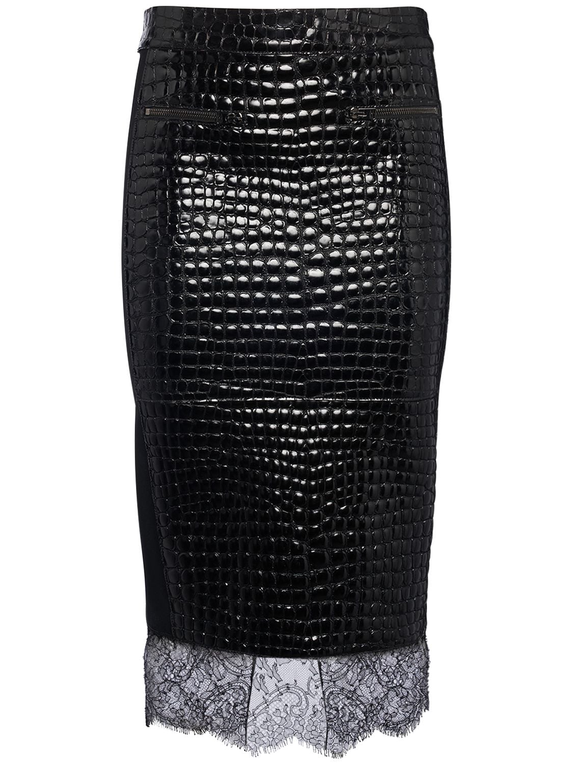 Tom Ford Lvr Exclusive Emboss Leather Midi Skirt In Black