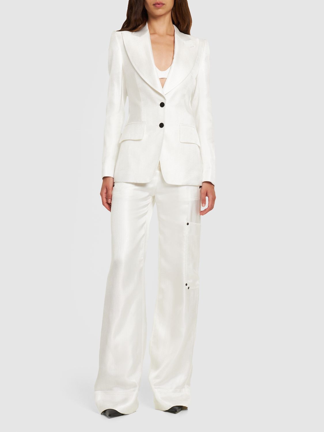 Shop Tom Ford Lvr Exclusive Satin Single Breast Blazer In White