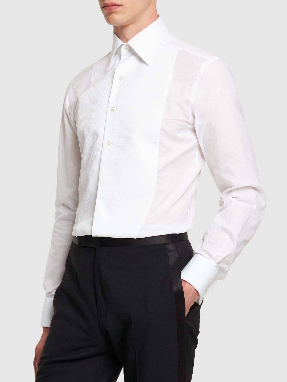 Shop Tom Ford Cotton Voile Shirt In White