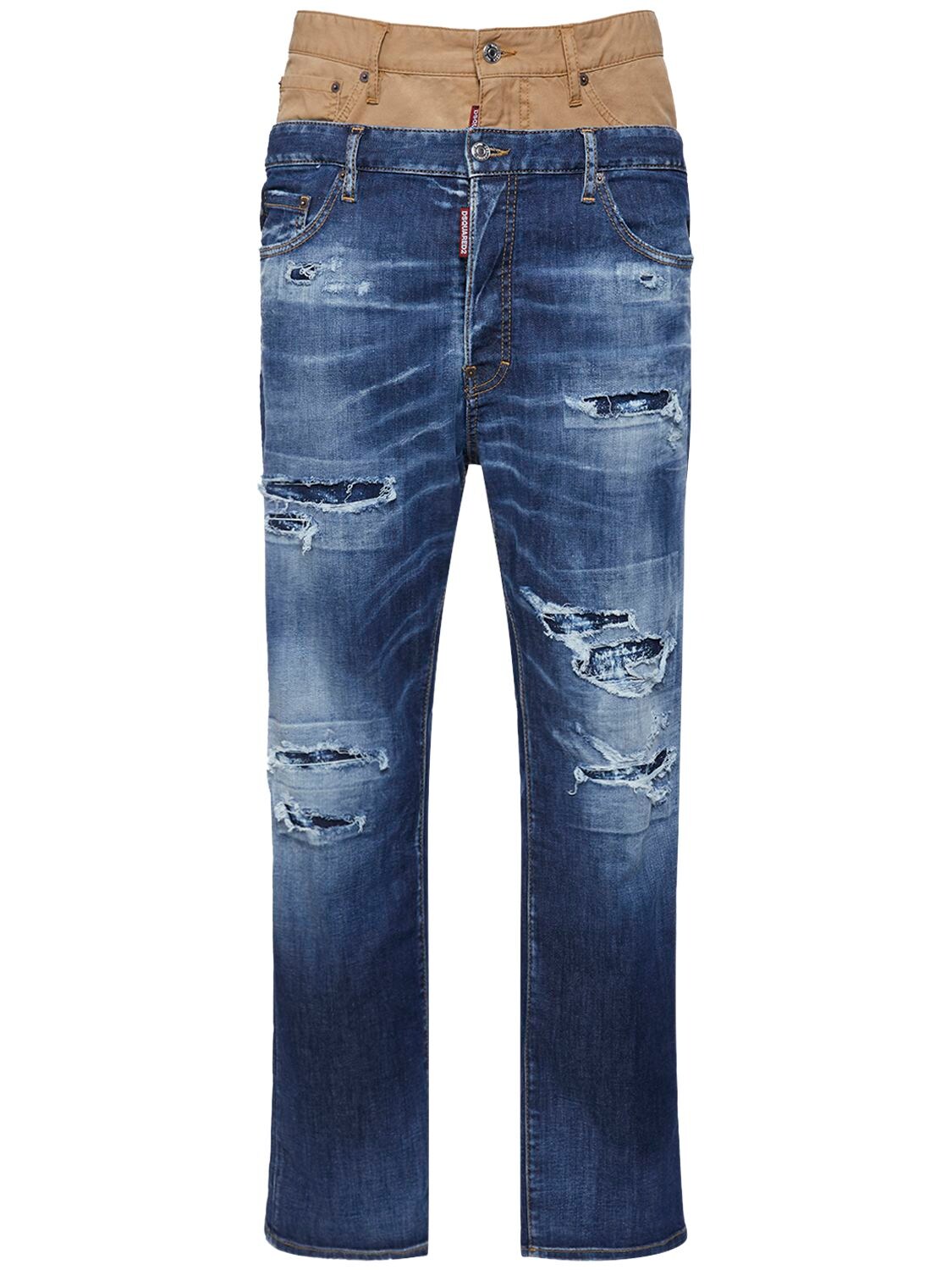 Shop Dsquared2 642 Twin Pack Layered Effect Jeans In Navy