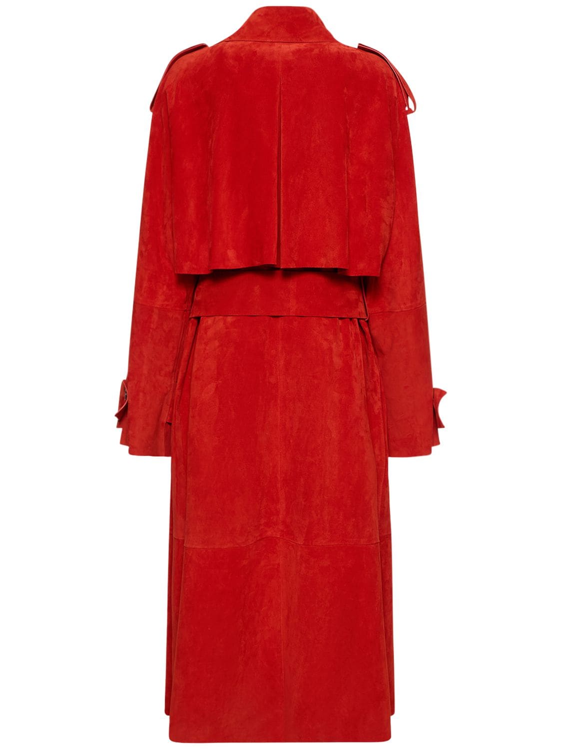 Shop Ferragamo Lvr Exclusive Suede Belted Trench Coat In Red