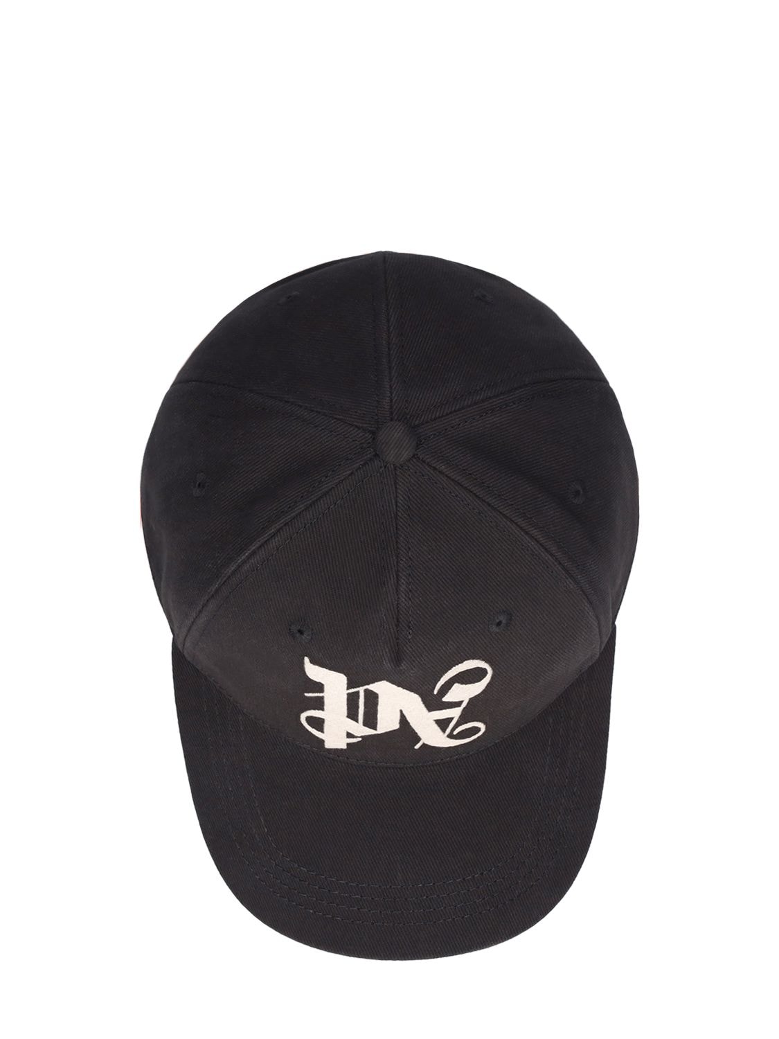 Shop Palm Angels Monogram Cotton Baseball Cap In Black