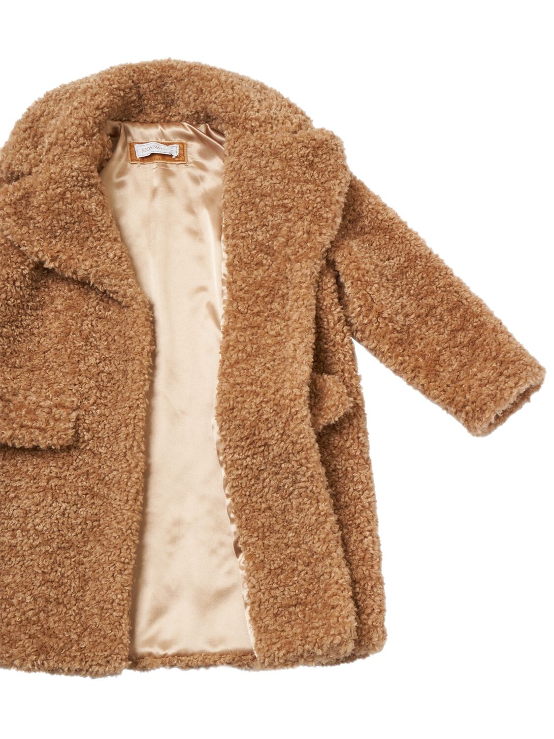 Shop Monnalisa Teddy Coat In Brown
