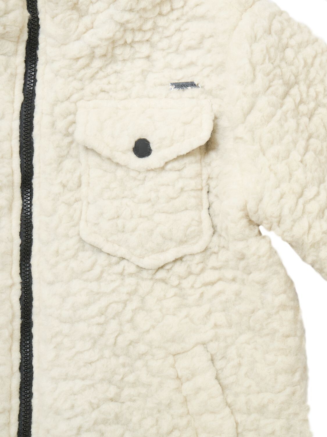 Shop Monnalisa Hooded Teddy Puffer Coat In Off White