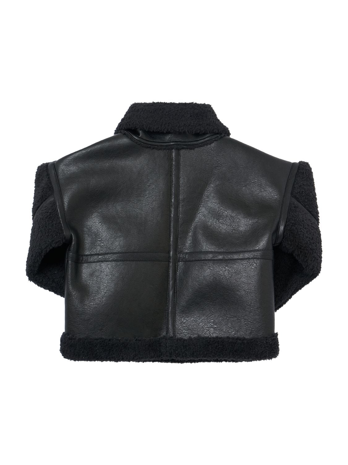 Shop Monnalisa Faux Leather & Teddy Jacket In Black