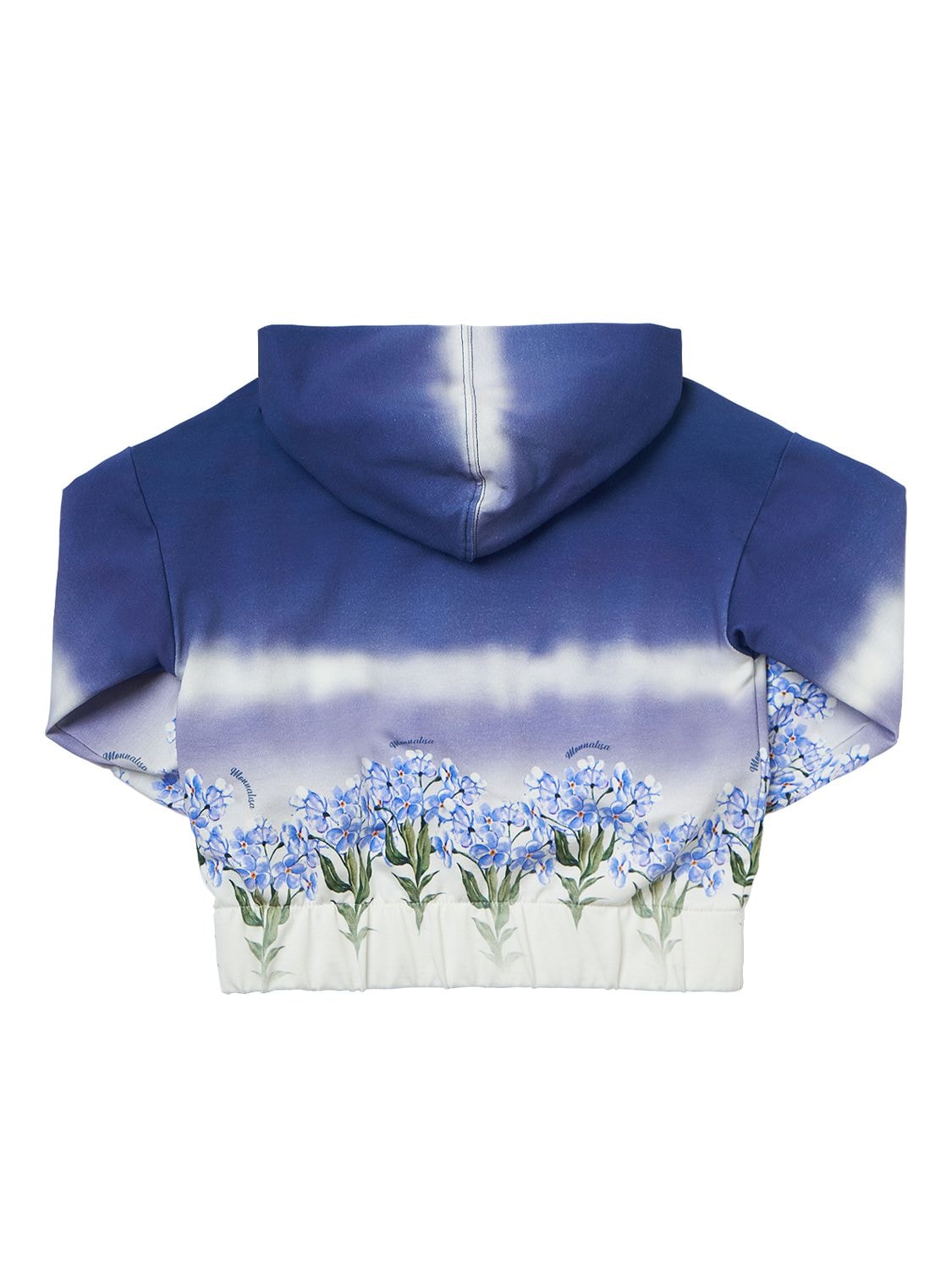 Shop Monnalisa Printed Cotton Zip Hoodie In Blue,white