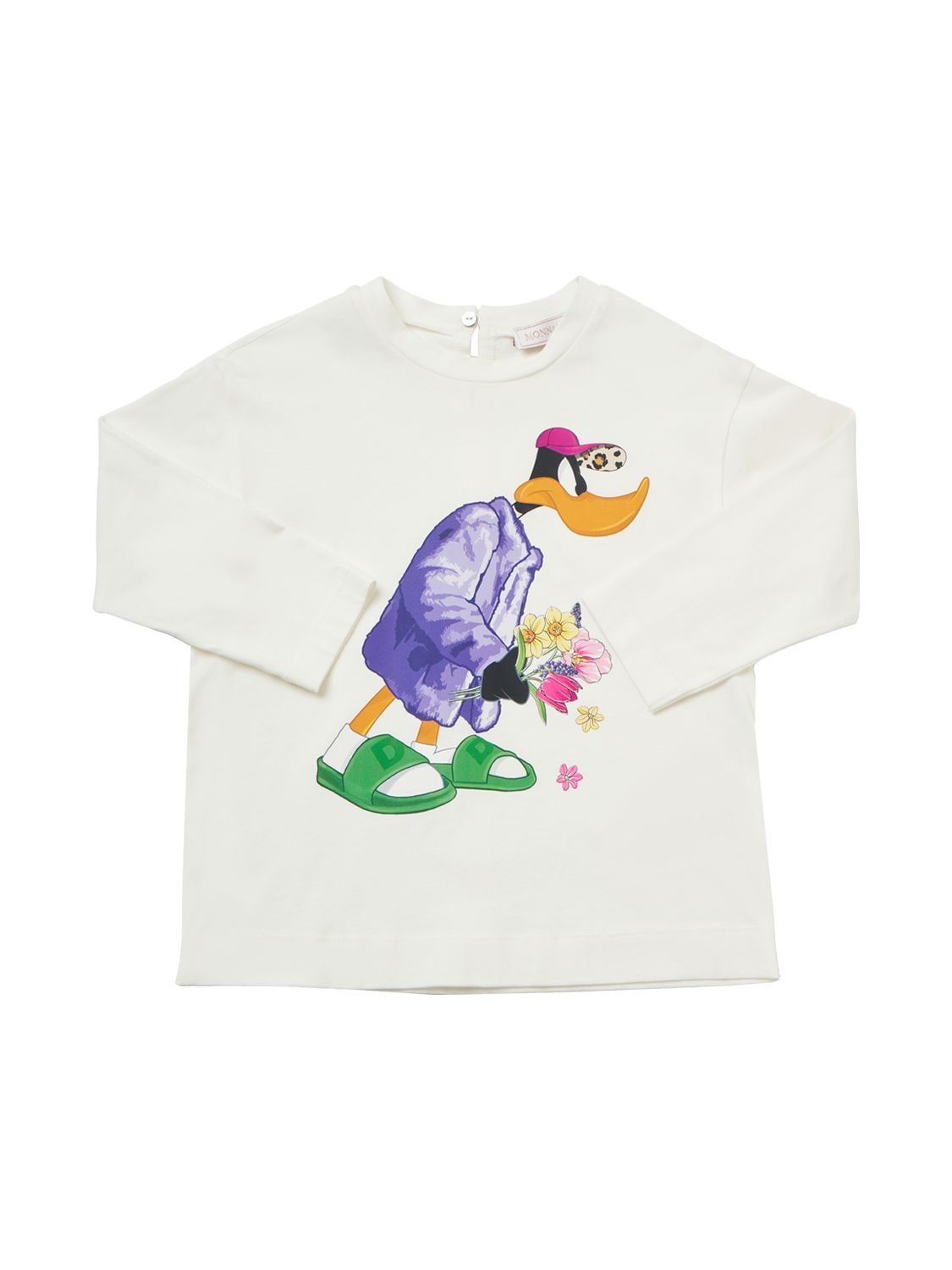 MONNALISA DUFFY DUCK PRINT COTTON JERSEY T-SHIRT