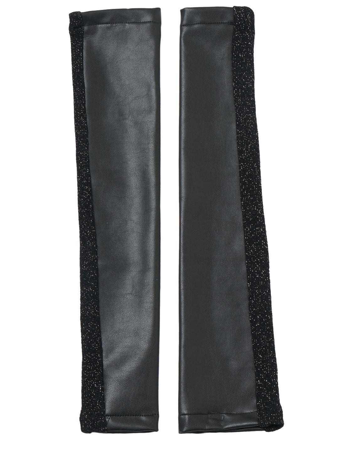 Shop Monnalisa Lurex Blend Wool & Faux Leather Top In Black