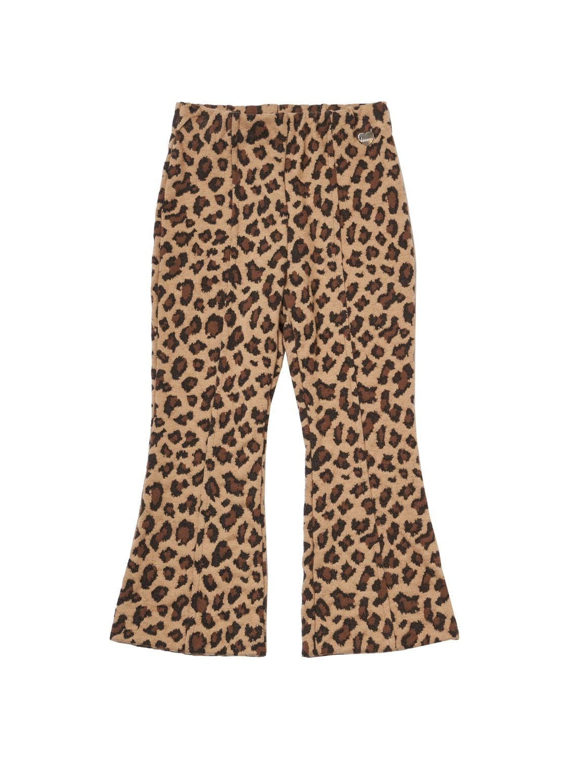 Shop Monnalisa Leopard Print Punto Milano Leggings In Brown