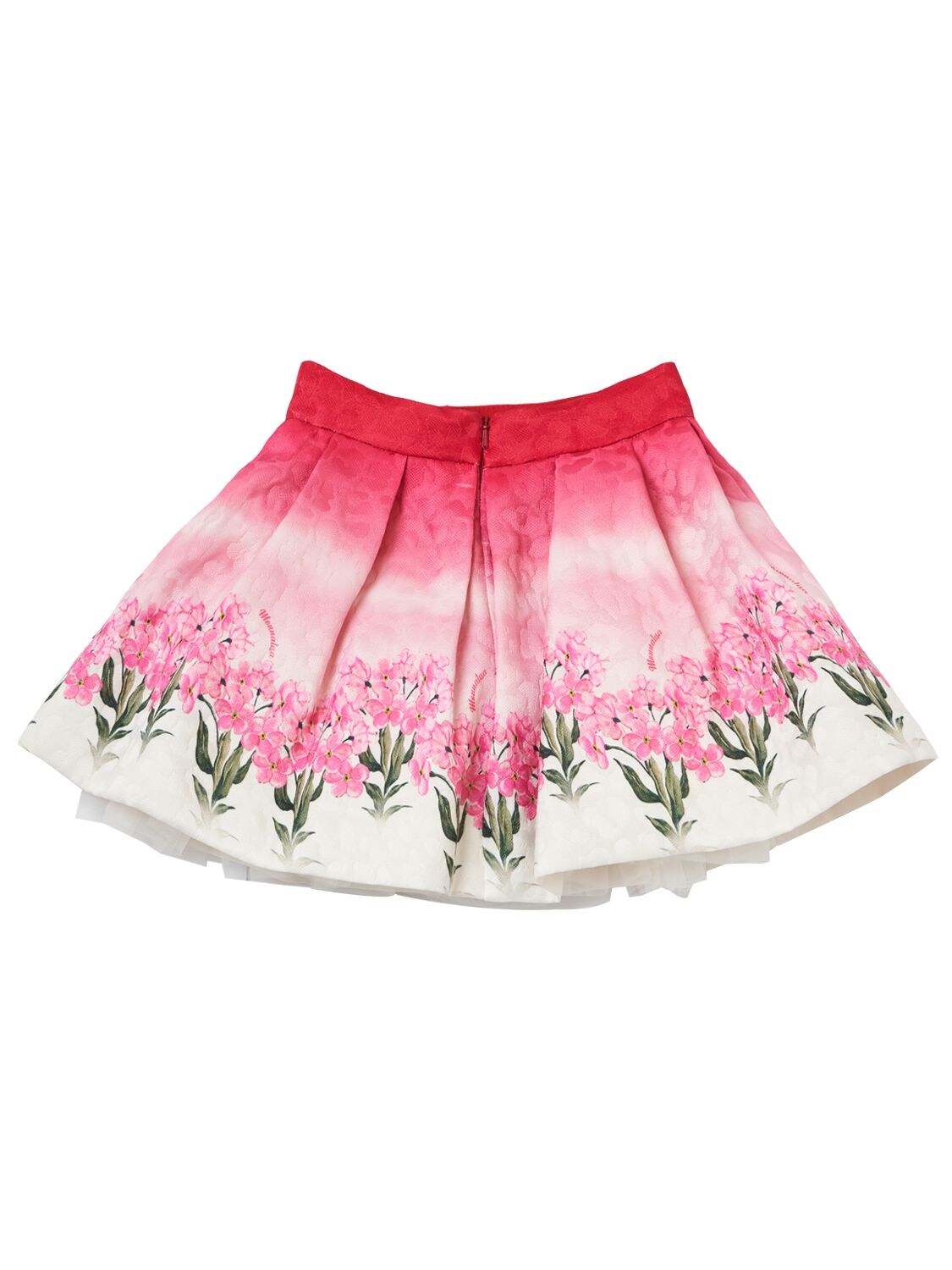 Shop Monnalisa Printed Matelassé Skirt In Red,white