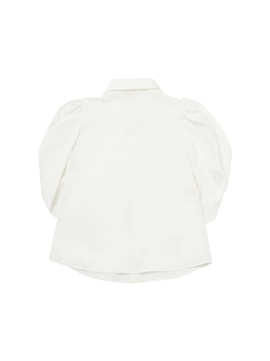 Shop Monnalisa Cotton Poplin Shirt W/ Heart In Weiss